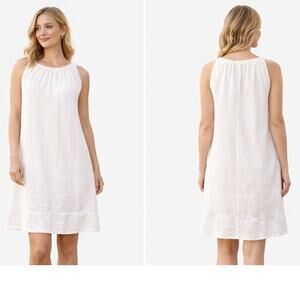 Francesca Bettini Linen Shift Dress Women's Large White Sleeveless Italian Made